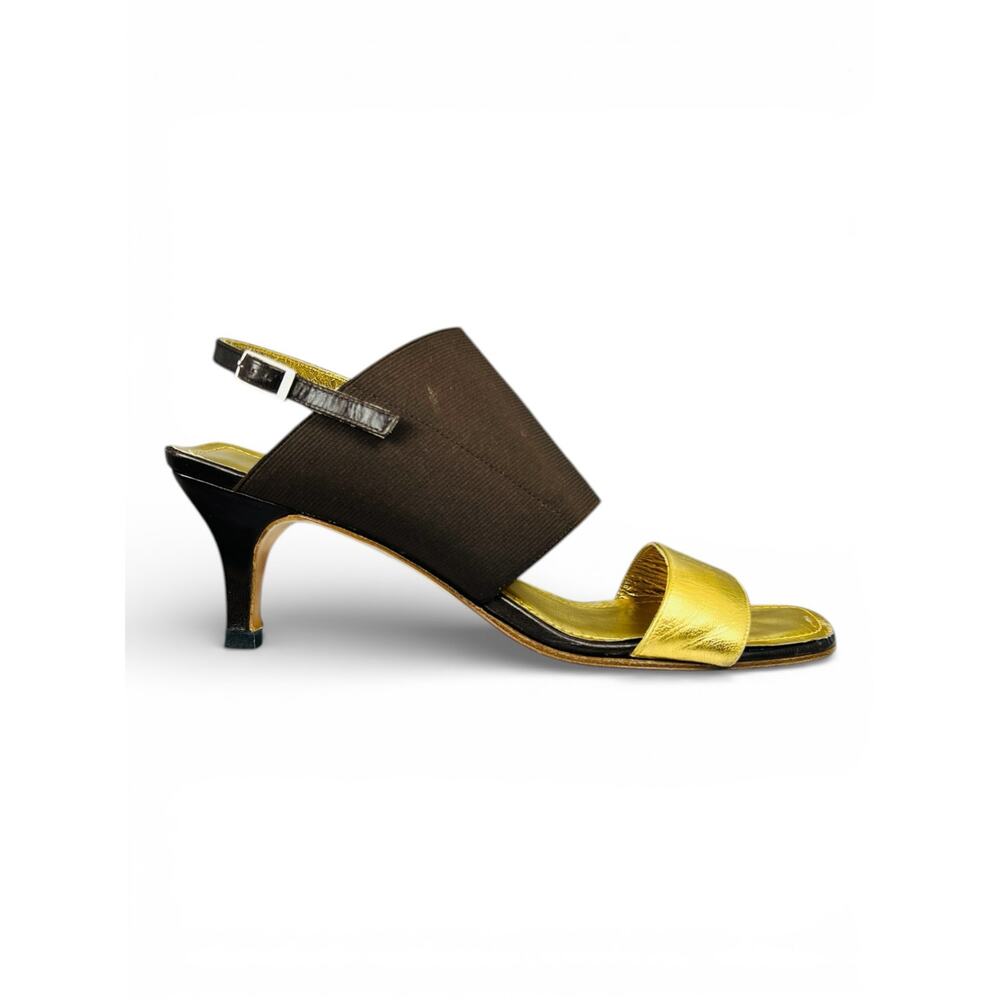 Rare Chanel 99S Made in France Spandex Gold Sandals 38 Karl Lagerfeld Archive
